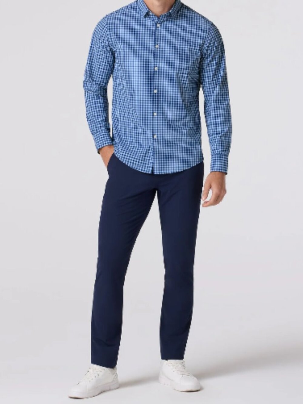 Mizzen Main Leeward Cobalt Ben Plaid No Tuck Dress Shirt NWOT - Picture 3 of 9